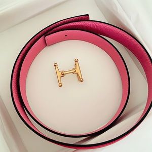Hermes Reversible Pink Belt with H buckle